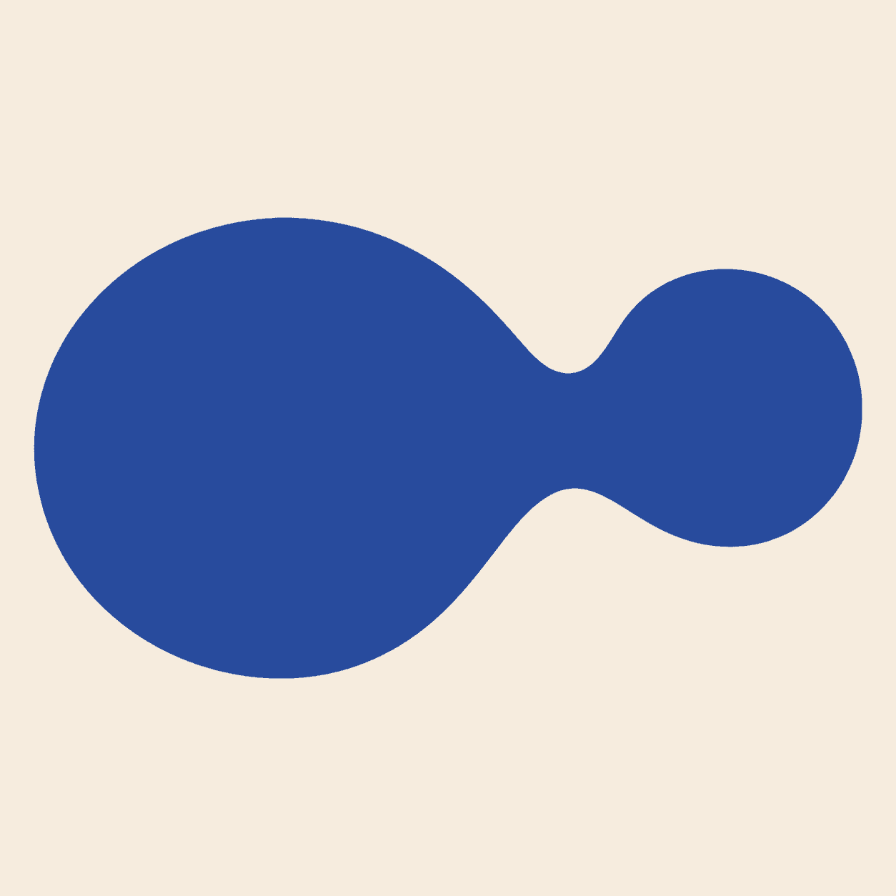 Two unequal cobalt lobes joined through a narrow waist