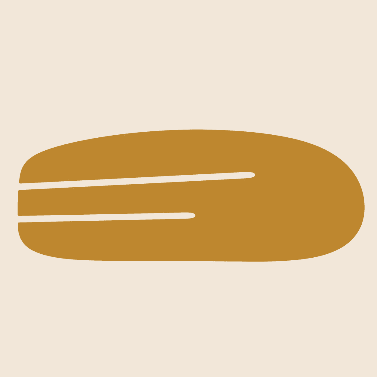 Ochre form divided by two nested ivory incisions